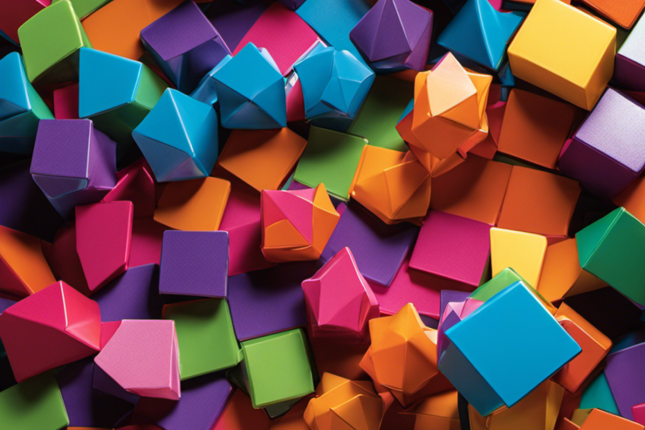 An image showcasing a colorful arrangement of Bmag Magnetic Tiles, forming a complex structure