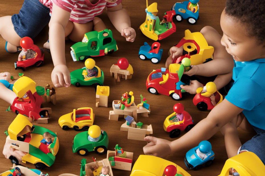 An image showcasing a diverse group of preschoolers engaged in imaginative play with a variety of toys, highlighting the joy and developmental benefits of selecting age-appropriate toys