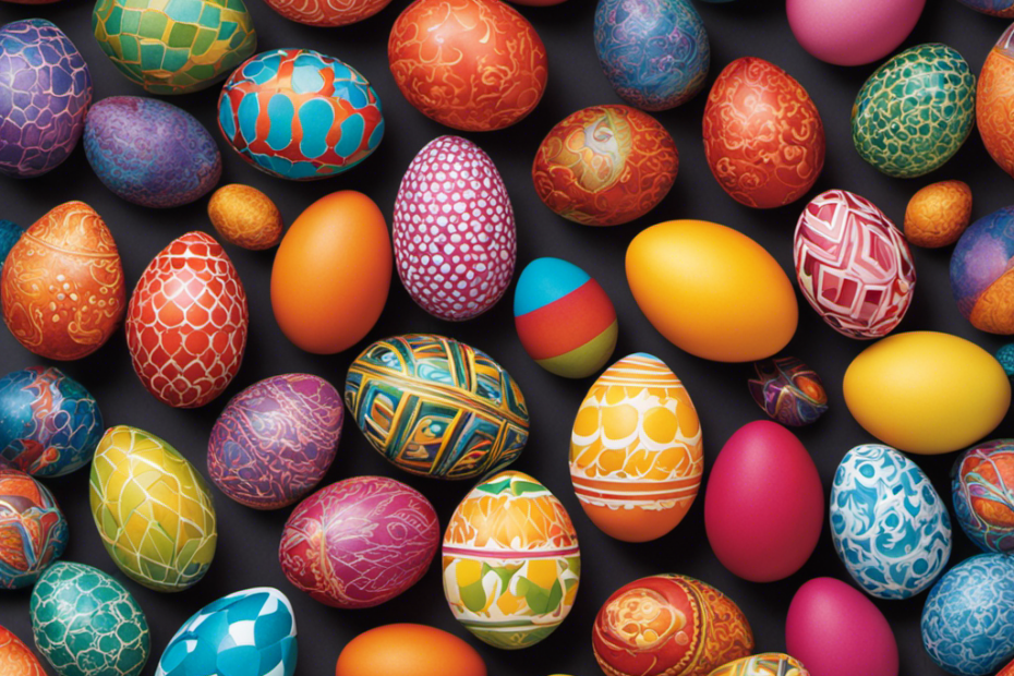 An image showcasing a variety of vibrant eggs, each uniquely patterned and color-coordinated, arranged in an engaging and intricate puzzle-like formation, inviting readers to explore problem-solving and fine motor skills