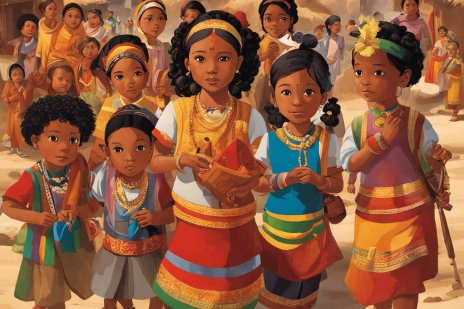 An image that portrays a diverse group of children engaged in activities that represent various cultural traditions, showcasing the powerful impact of cultural influences on their development and identity formation