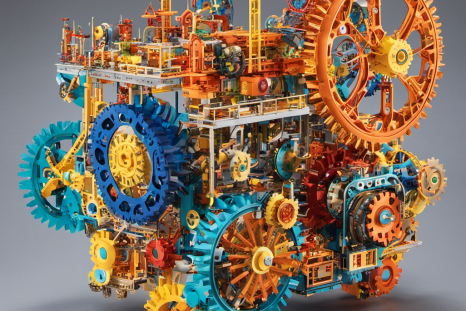 An image showcasing an array of vibrant, interlocking STEM construction kits, filled with gears, circuit boards, and robotic components, forming an intricate network of possibilities, symbolizing the construction of a brighter future