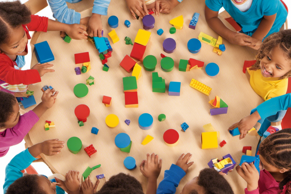 An image depicting a diverse group of preschoolers gathered around a table, engrossed in collaborative play