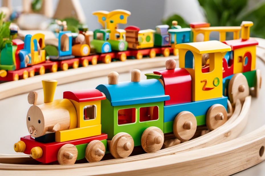 An image showcasing the vibrant ZRCCOX Wooden Zoo Train Set in action
