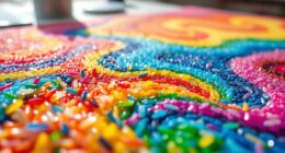 mess free rainbow rice painting