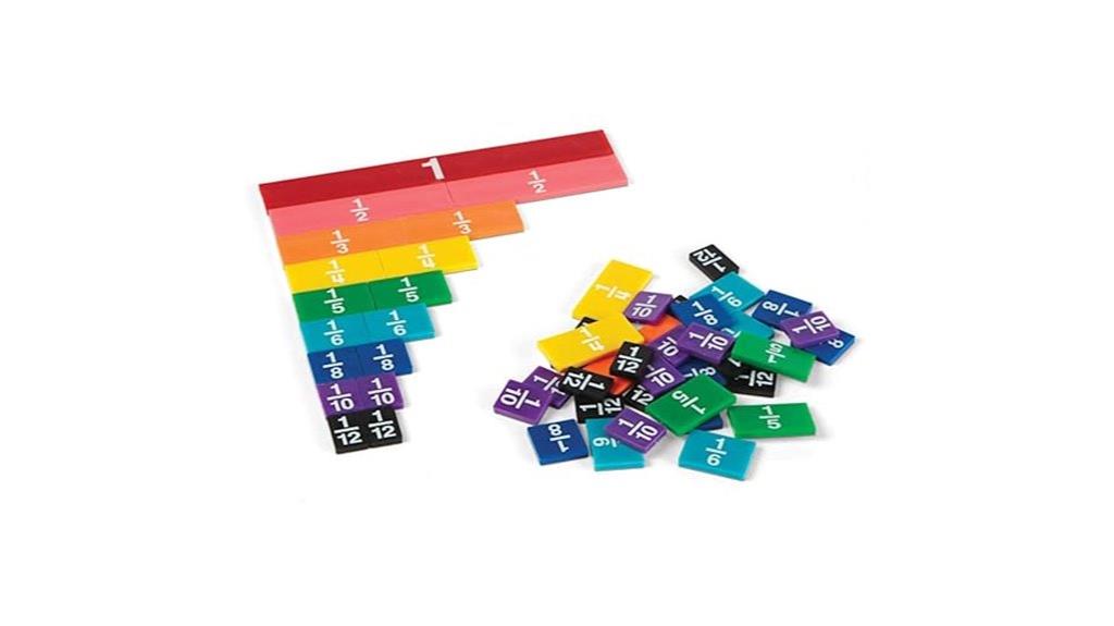 colorful fraction tiles set