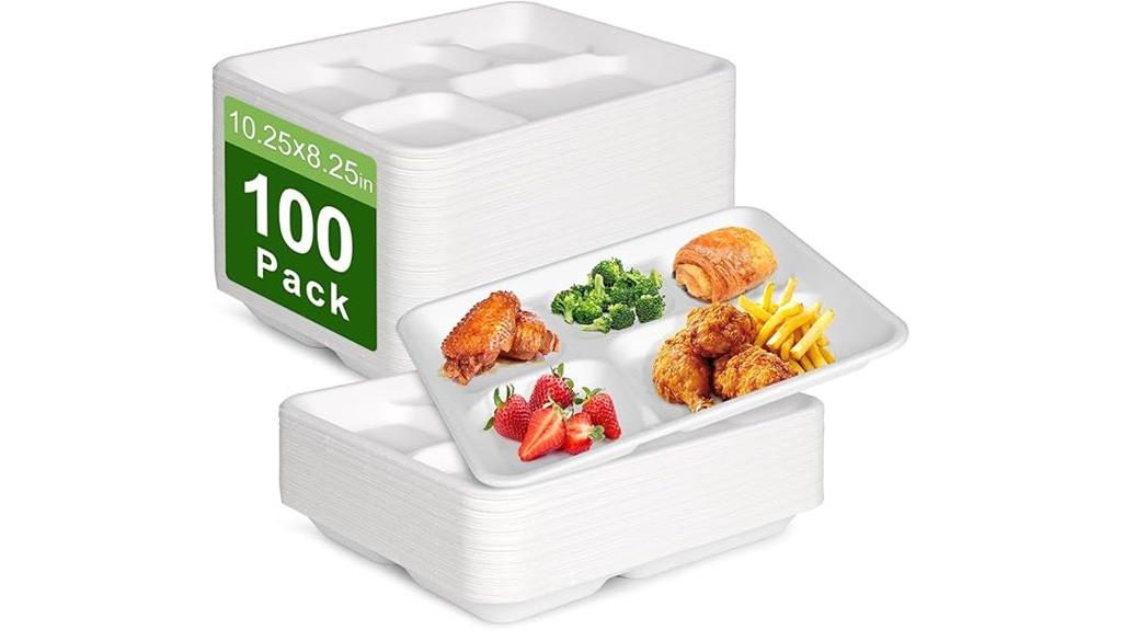 five compartment compostable plates