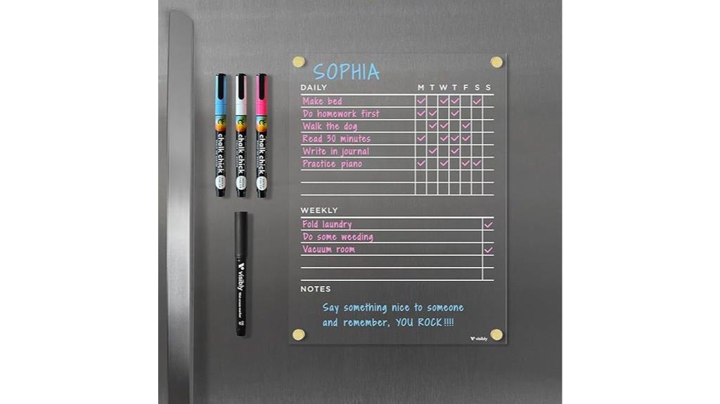 magnetic acrylic fridge chore chart