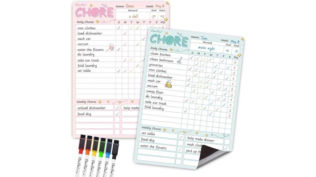 magnetic blue pink chore chart