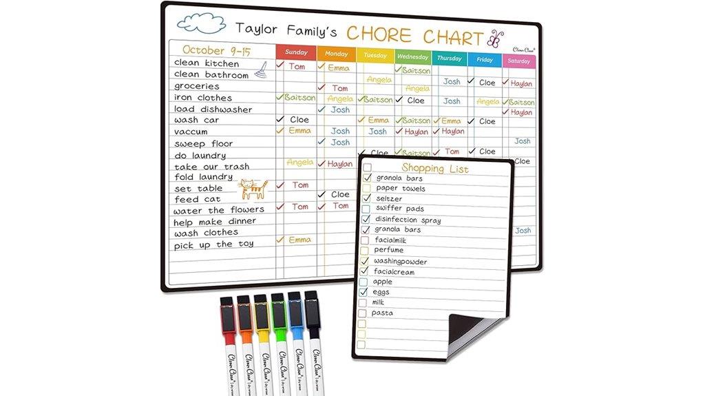 magnetic chore chart with markers
