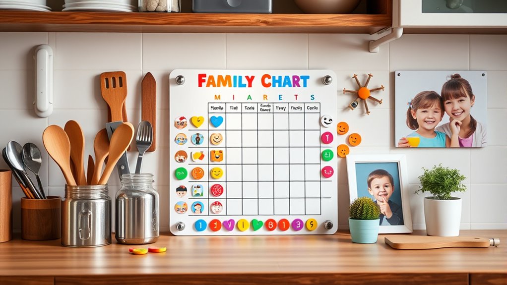 organized family chore magnets