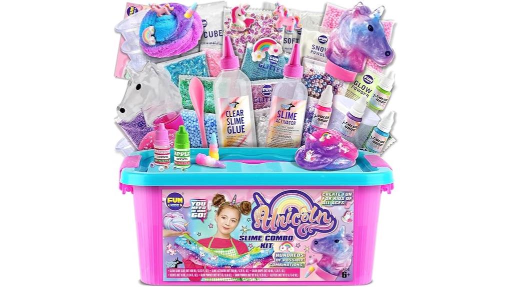 pink fluffy unicorn themed slime