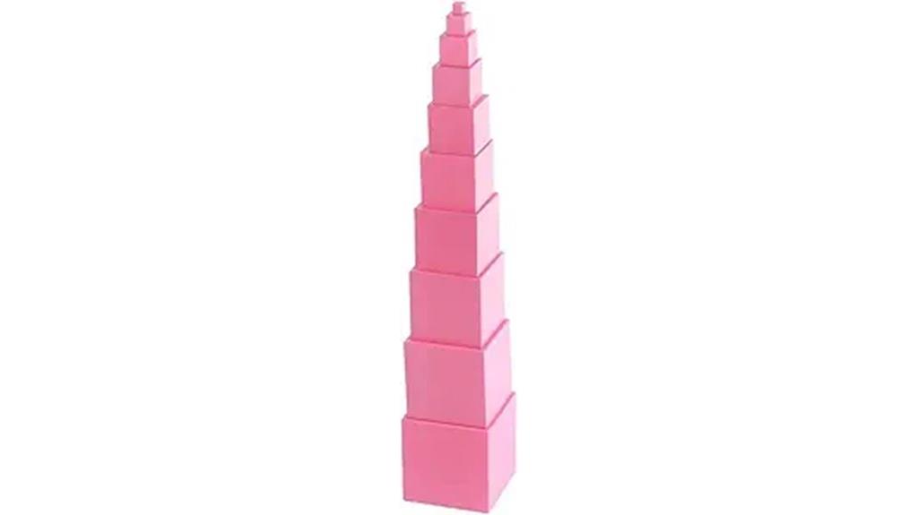 pink montessori wood tower