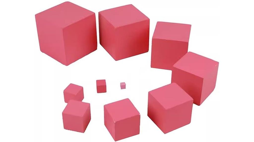 pink montessori wooden blocks