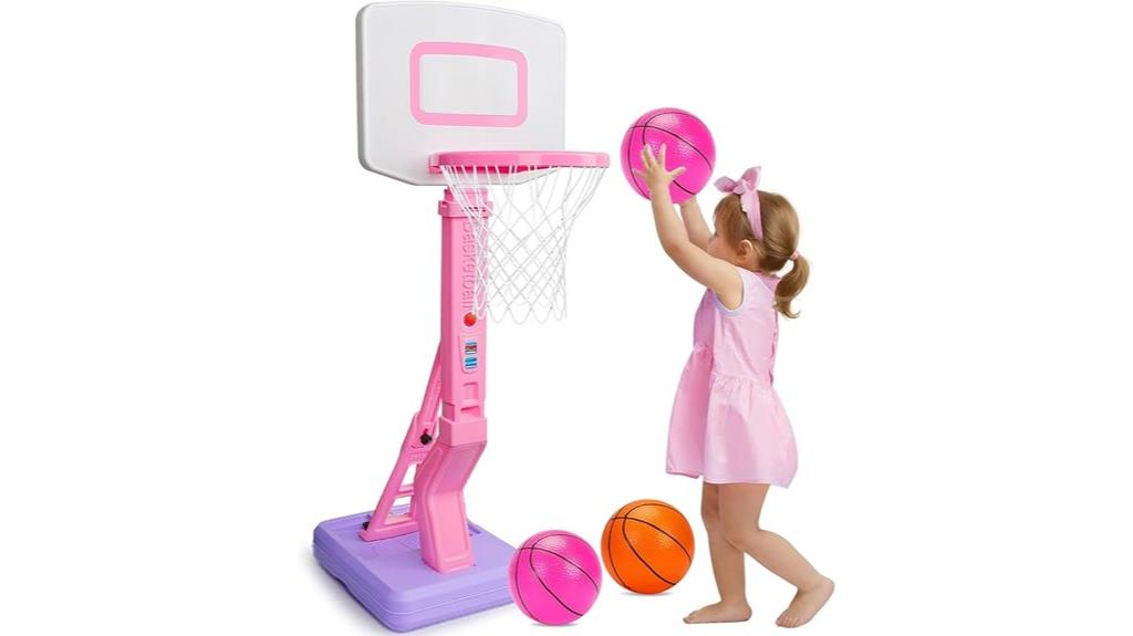 pink toddler basketball hoop