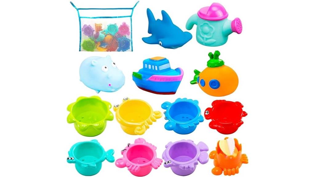 set of 13 baby bath toys