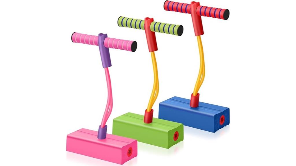 set of three foam pogo sticks