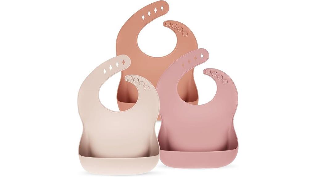 set of three silicone bibs