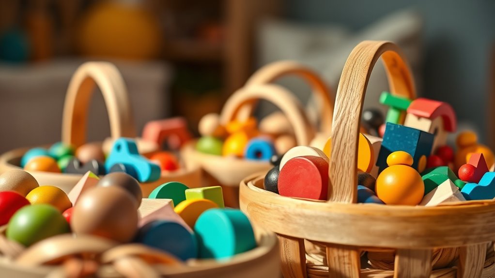 top wooden treasure play baskets