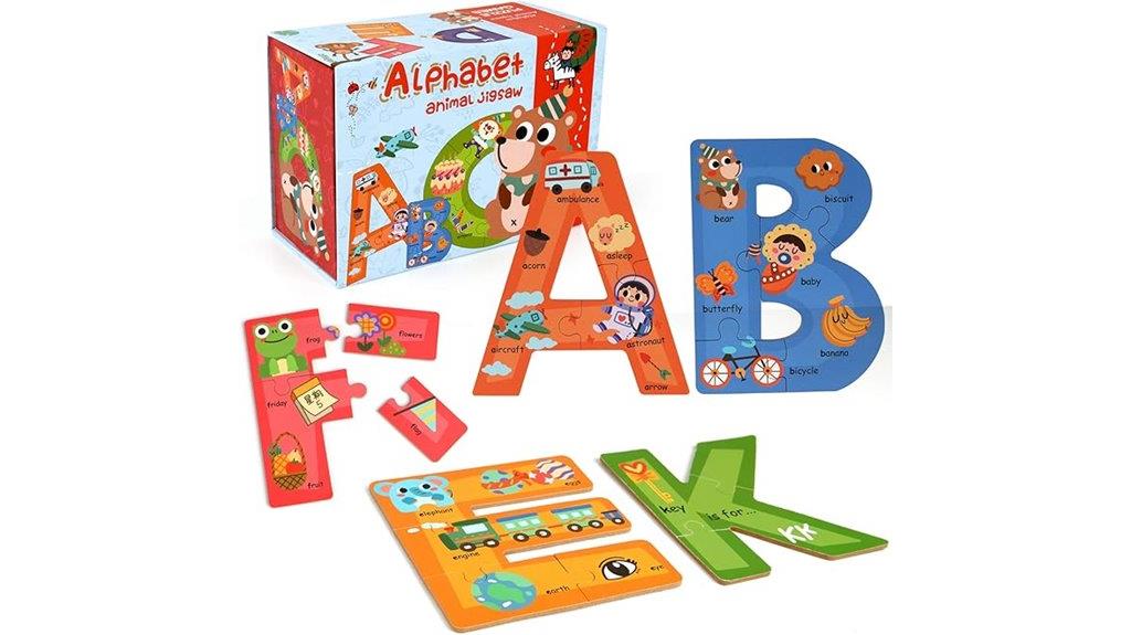 wooden alphabet puzzle set