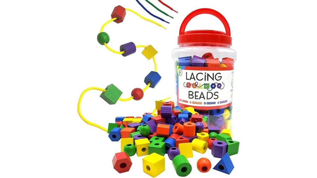 wooden beading toy set