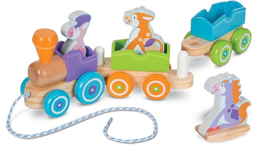 wooden farm animal pull train