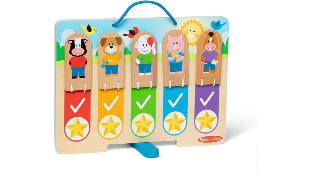 wooden learning routines chart