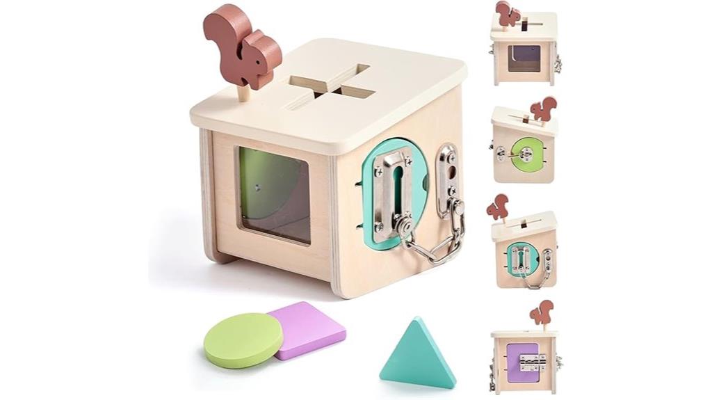 wooden lock box educational toy