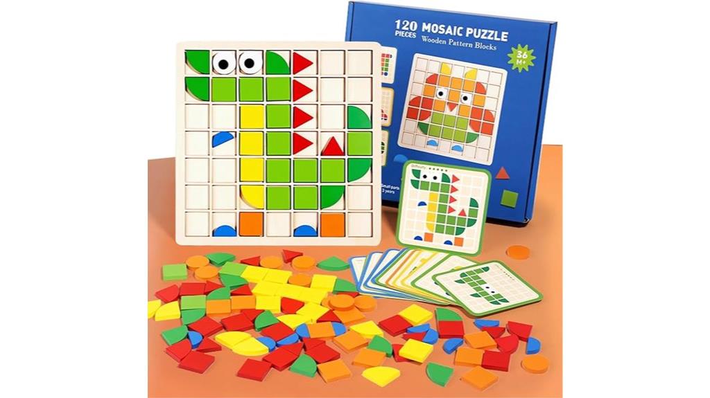 wooden mosaic pattern blocks