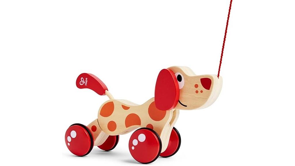wooden puppy pull toy