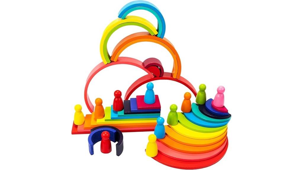wooden rainbow stacker toy