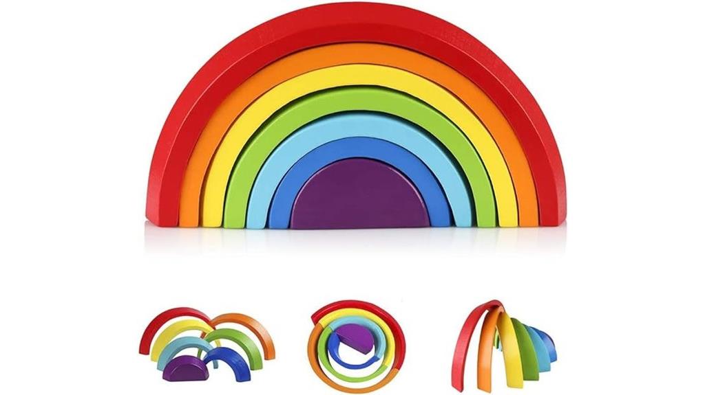 wooden rainbow stacking blocks