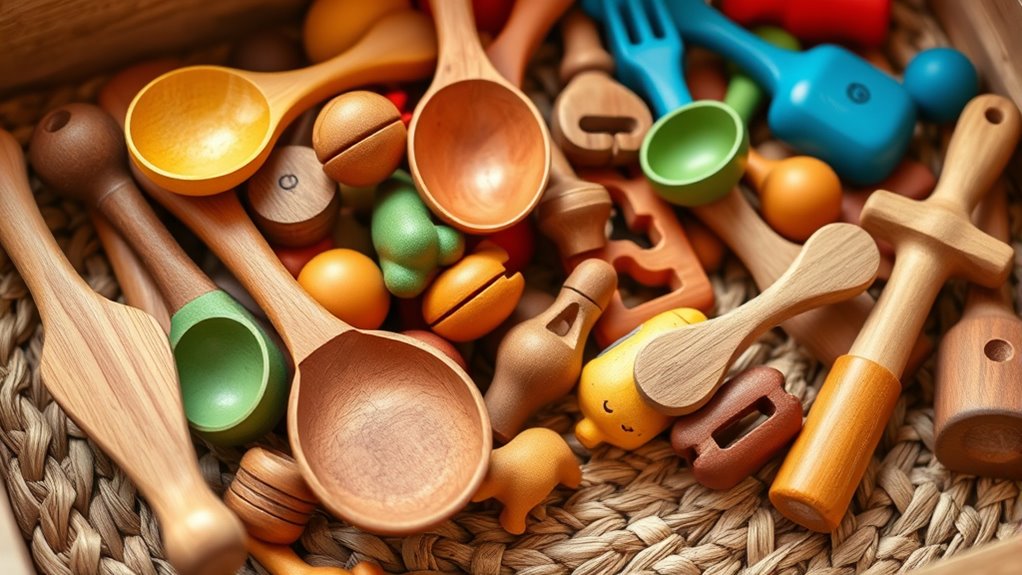 wooden sensory bin tools
