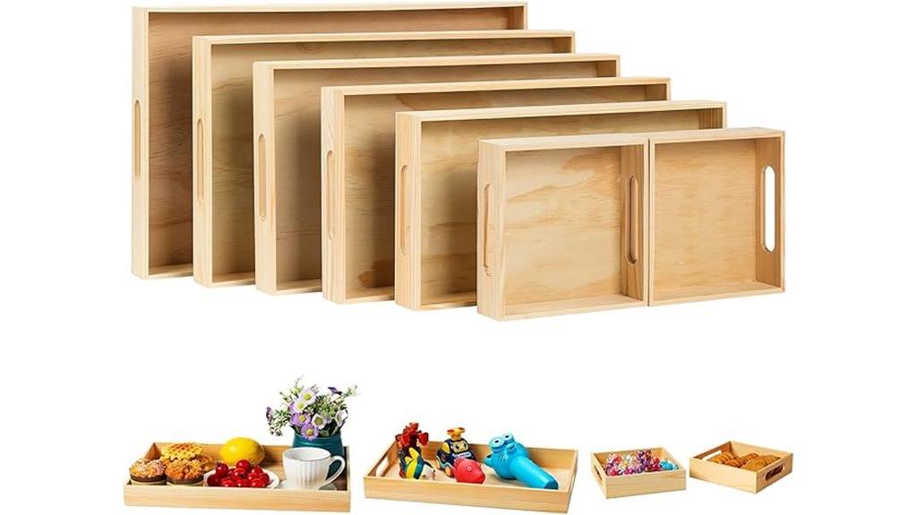 wooden serving trays set