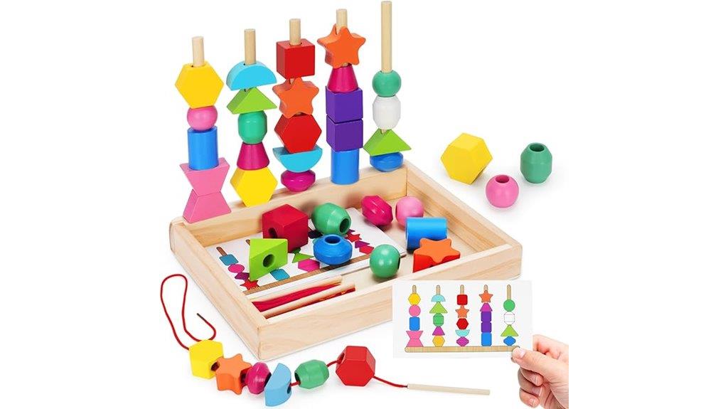 wooden toddler lacing beads