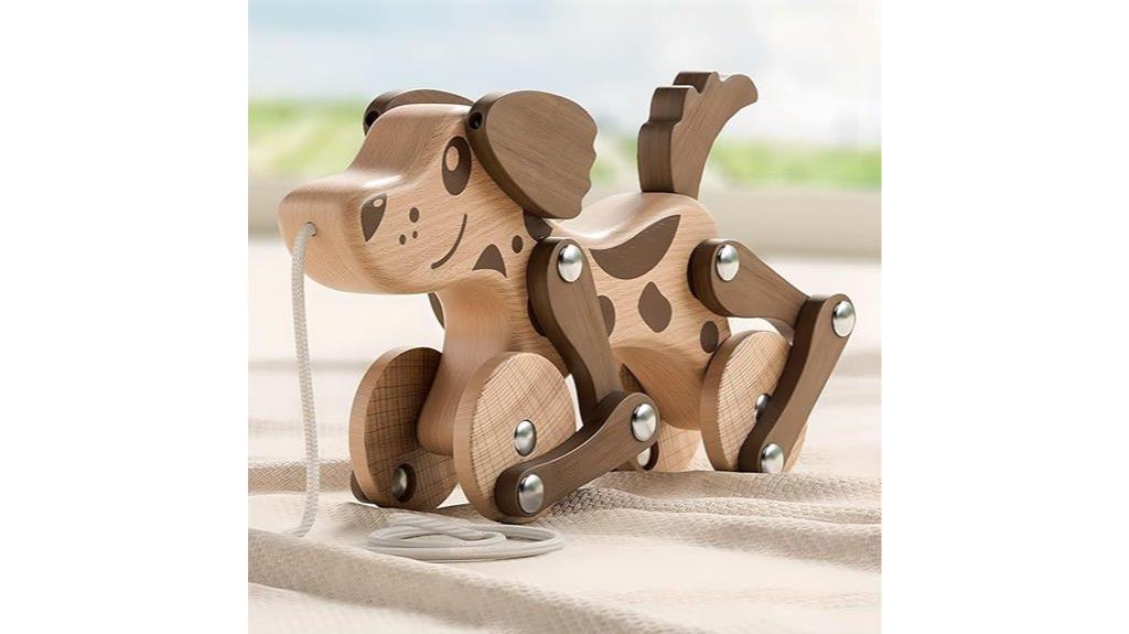 wooden toddler puppy pull toy