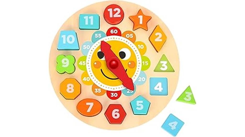 wooden toddler puzzle clock