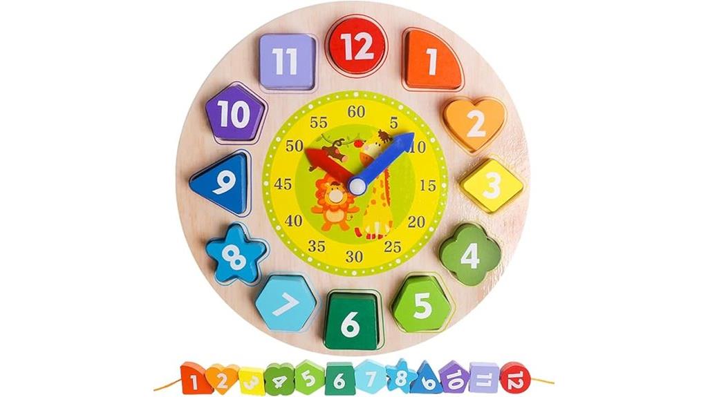 wooden toddler sorting clock