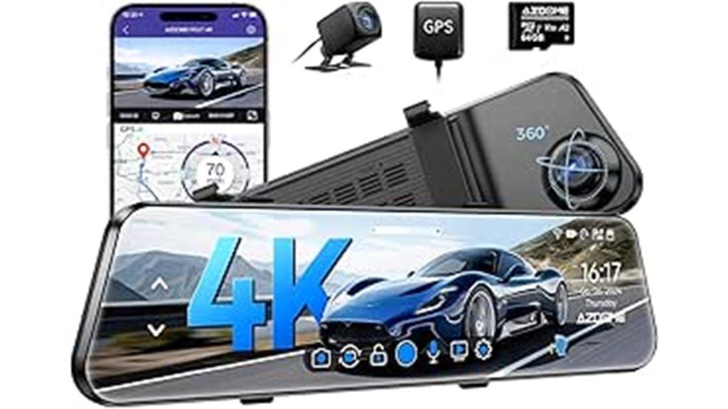 12 inch 4k mirror dash cam