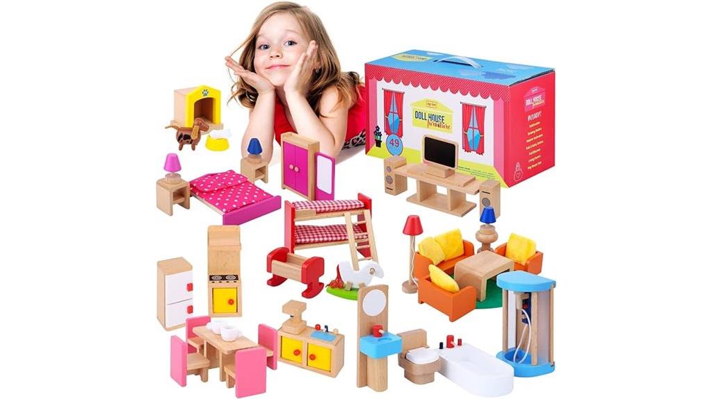 49 piece wooden dollhouse