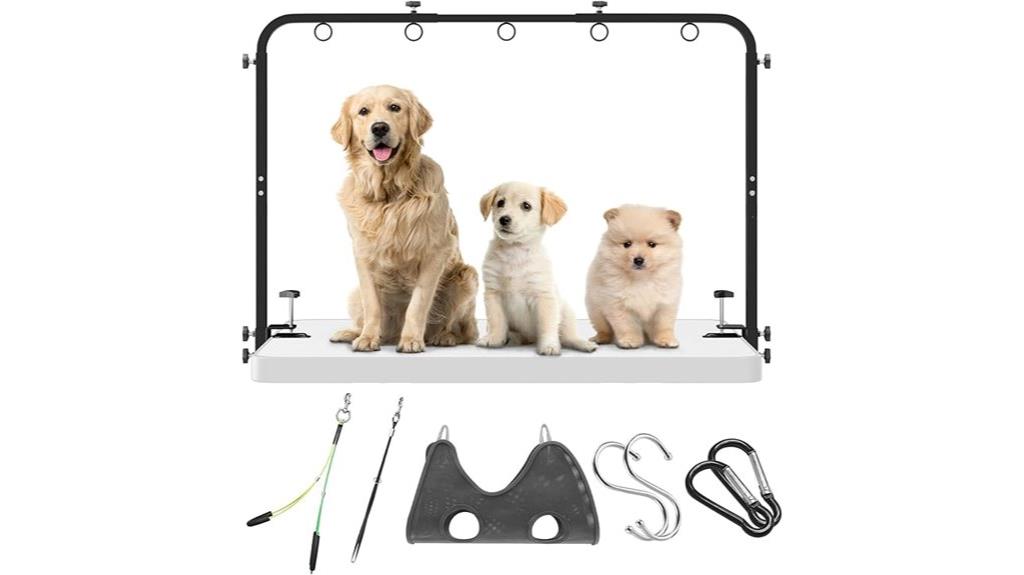 adjustable grooming arm with accessories