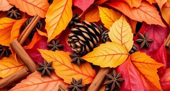 autumn leaves pinecones spice