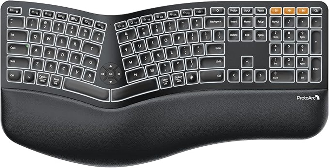 backlit bluetooth ergonomic keyboard