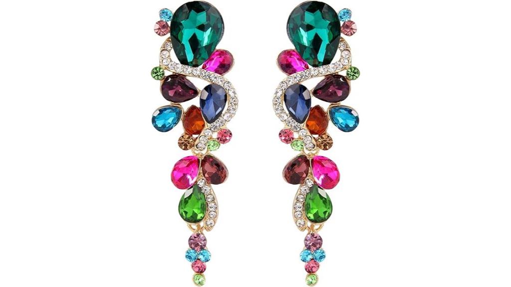 bohemian crystal bridal earrings