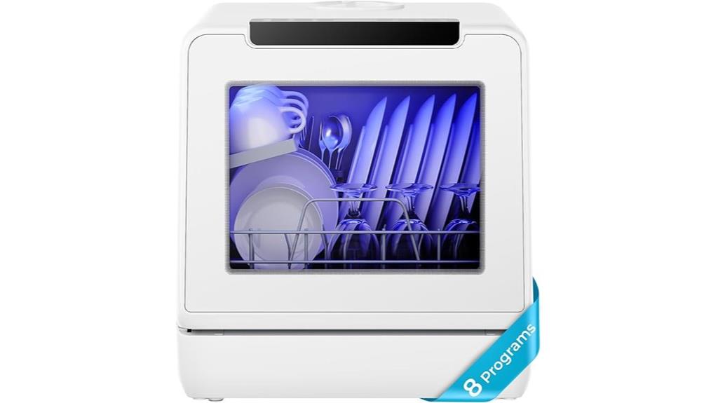 compact countertop dishwasher with eight modes
