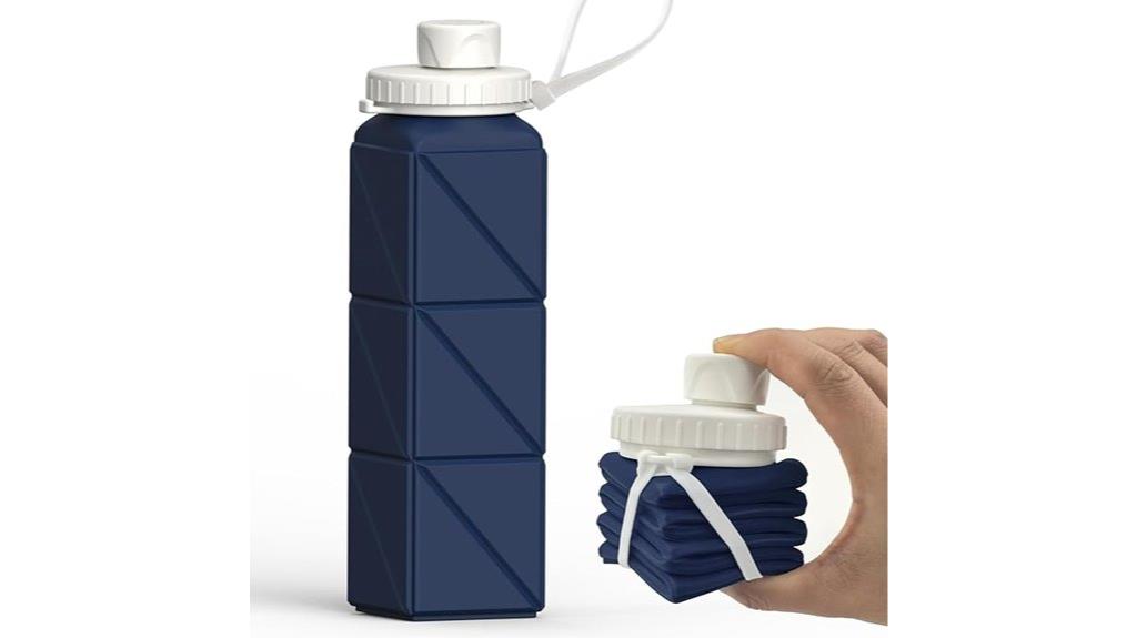 dark blue collapsible water bottle