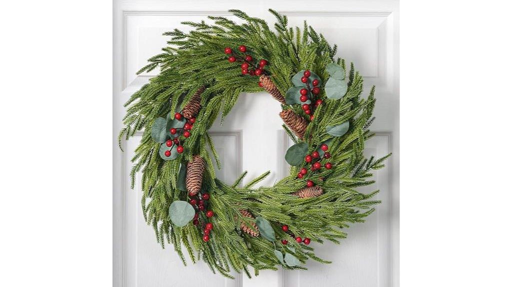 festive pine cone wreath