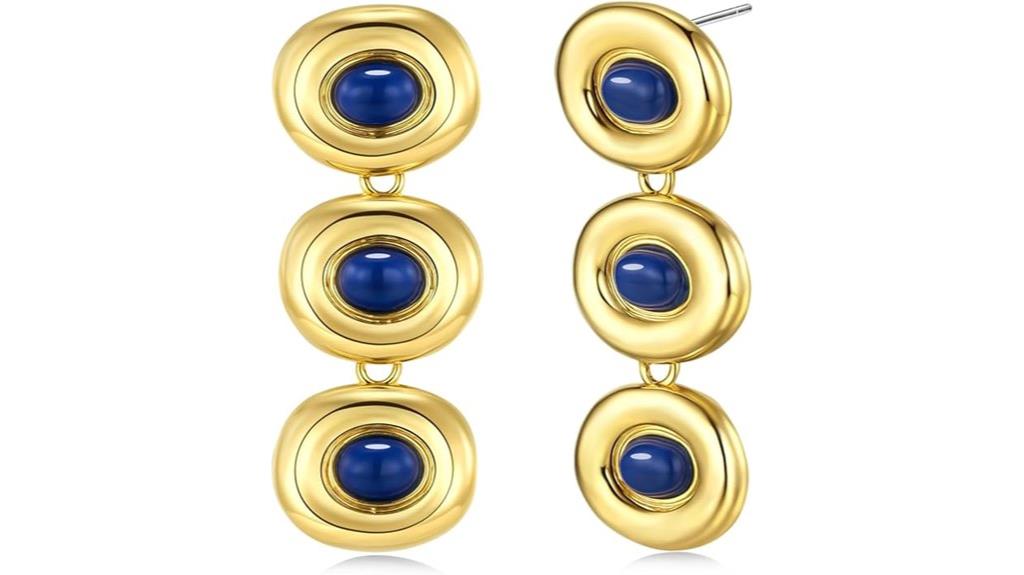 gold blue lapis lazuli earrings