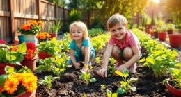 kids planting and harvesting