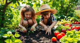 kids planting and harvesting