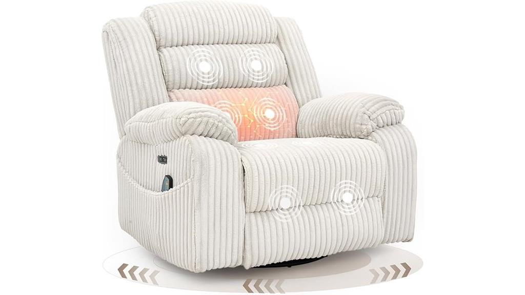 massage heated swivel recliner